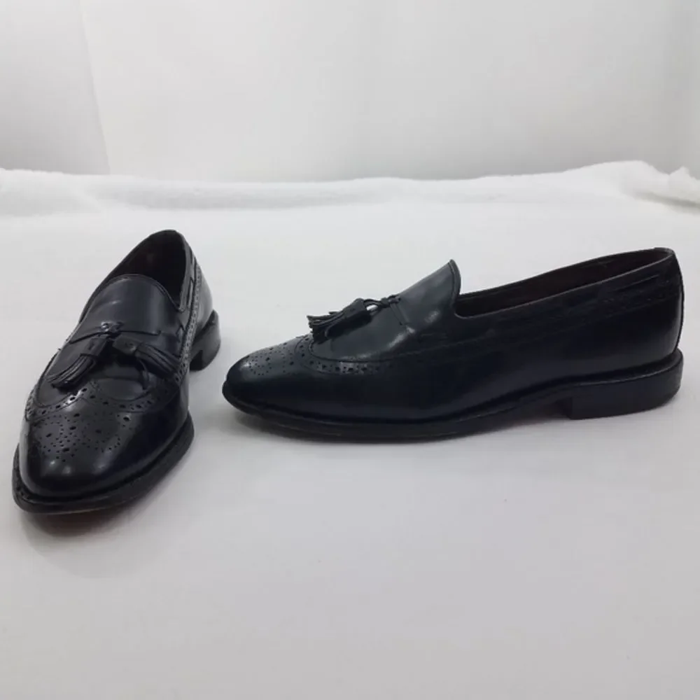 Allen Edmonds Manchester Black Wing Tip Loafer Tassel Leather Shoes Size 9.5 C